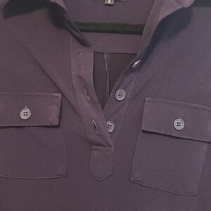 Roll-Sleeve Midi Shirt Dress in Deep Purple